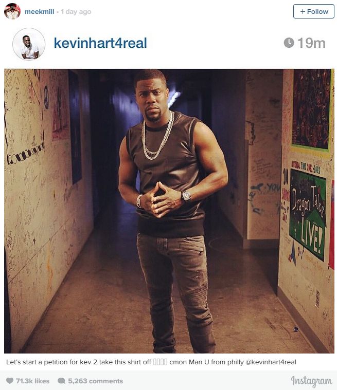 Drake, Meek Mill Crack On Kevin Hart's Leather Outfit on Instagram