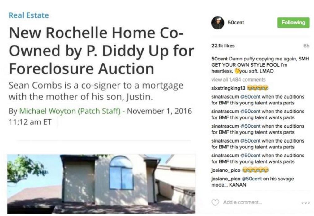 Cent Trolls Diddy Over Baby Mama House Foreclosure Hip Hop Lately