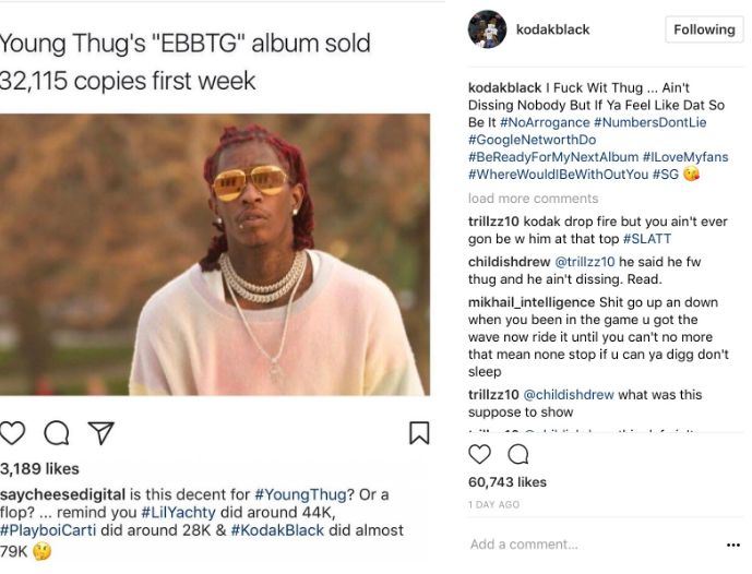 Kodak Black Is Back On Instagram & Mocking Young Thug's