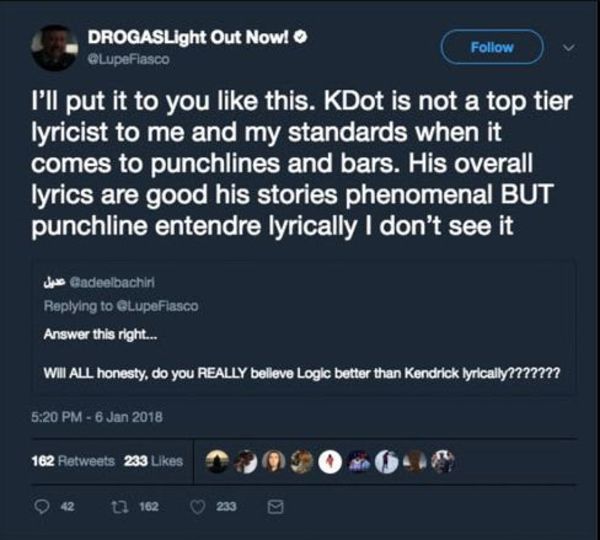 Lupe Fiasco Disses Kendrick Lamar's Lyrics