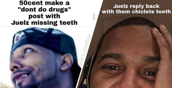 50 Cent Can't Stop, Won't Stop Trolling Juelz Santana's Lack Of Teeth