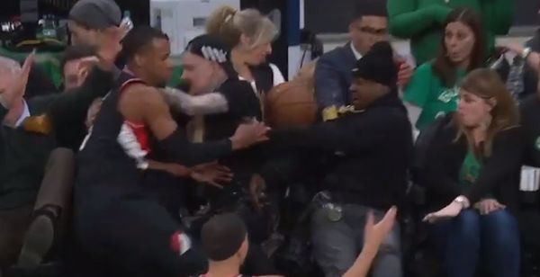 Jadakiss Takes One In the Face During Celtics Blazers Game