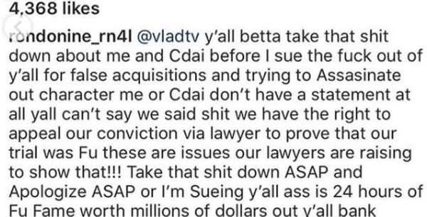 RondoNumbaNine Threatens To Sue DJ Vlad After He Pulls Receipts From Murder Trial