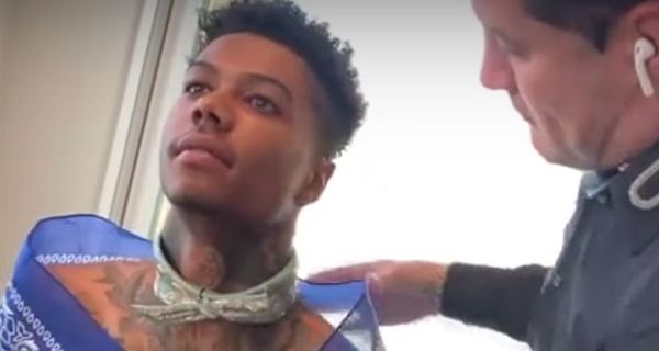 Blueface Bought A Diamond Bandana Collar Chain