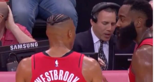 James Harden & Russell Westbrook Argue In FIrst Game Together