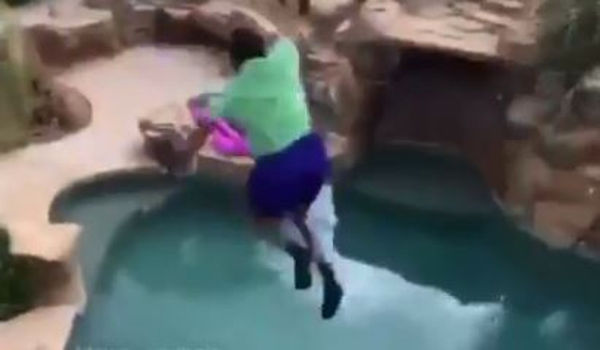 Watch Blocboy JB Fail To Land Jump From Balcony To Pool