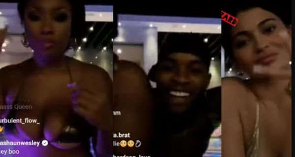 Tory Lanez Spotted In Pool With Megan Thee Stallion & Kylie Jenner